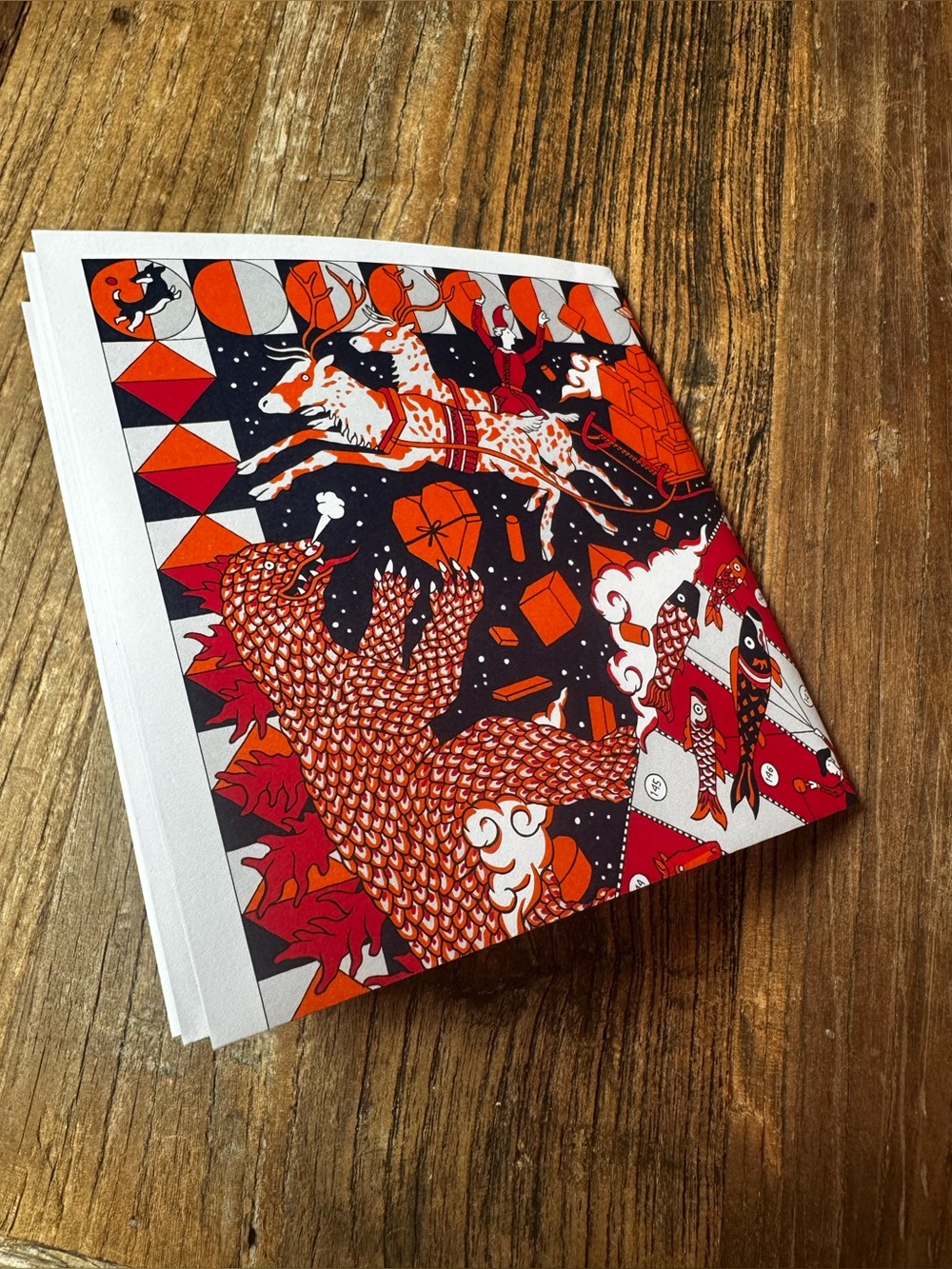 Hermes Red White and Navy Decorative Party Card Set with Envelope - Picture 8 of 9